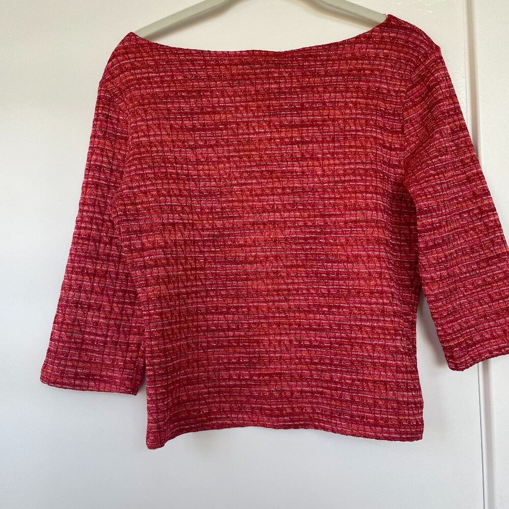 No Boundaries Red‎ Boatneck Top with 3/4 Sleeve, Size Juniors Large, 11 / 13